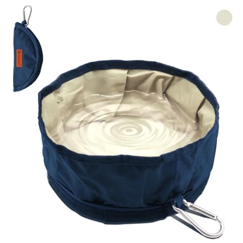 LumoLeaf Collapsible Dog Travel Bowls, Large Lightweight Foldable Bowl, Water and Food Bowls for Pets Dogs Cats with Zipper (Single (White))
