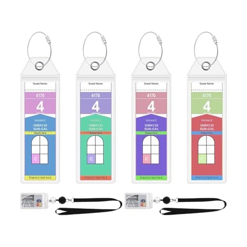 4 Pcs Cruise Luggage Tag Holders with Steel Loops, 2 Pcs ID Card Holders