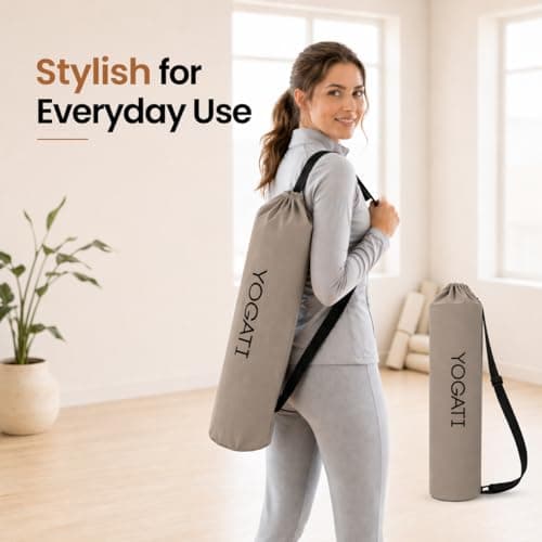 YOGATI® Yoga Mat Bag | Large Synthetic Cotton Yoga Mat Bags for Women and Men with Adjustable Strap | Perfect for Pilates and Exercise Mats | 19x80 cm Yoga and Pilates Mat Bag. Grey — view 5