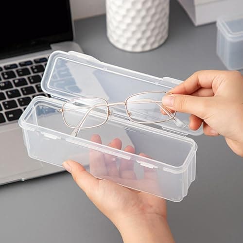 SKISUNO Portable Glasses Case Storage Holder for Sunglasses with Dustproof Cover Stackable Plastic Sunglass Case Holder for Travel and Storing Small Jewelries 2pcs — view 5