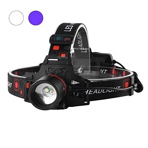 WESLITE UV Head Torch, Ultraviolet Headlamp USB Rechargeable LED Blacklight Headlight for Night Fishing/Find Scorpions/Auto Oil and HVAC Leaks/Fluorescent Agent/Art/Rocks — view 2