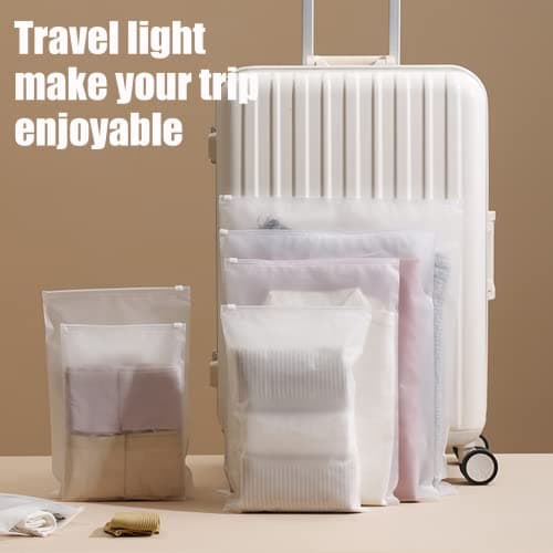 SULOLI 20PCS Travel Storage Bags Set, Reusable Saving Space Plastic Ziplock Seal Clothes Bags Frosted Waterproof Multifunctional Luggage Storage Pouch for Clothes, Shoes, Cosmetics — view 4