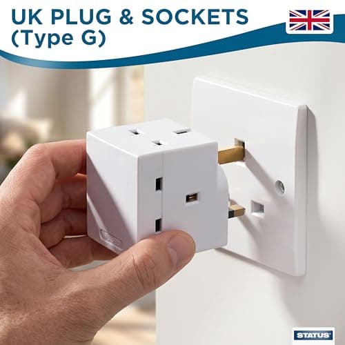 STATUS 3 Way Multi Plug Adaptor, White — view 2