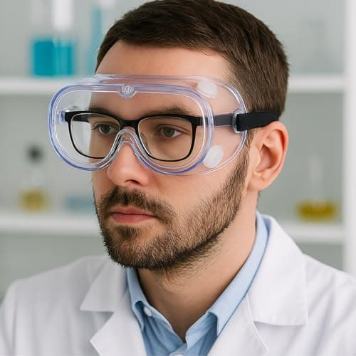 HowseHold Safety Goggles (Pack of 8) Anti Fog Protective Safety Glasses Chemical Splash Resistant Clear Eye Protection for Home Lab Workplace Comfortable Strap — view 6