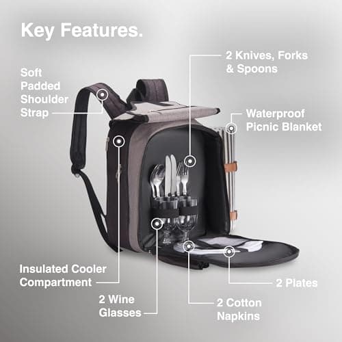 VonShef 2 Person Grey Picnic Backpack — view 6