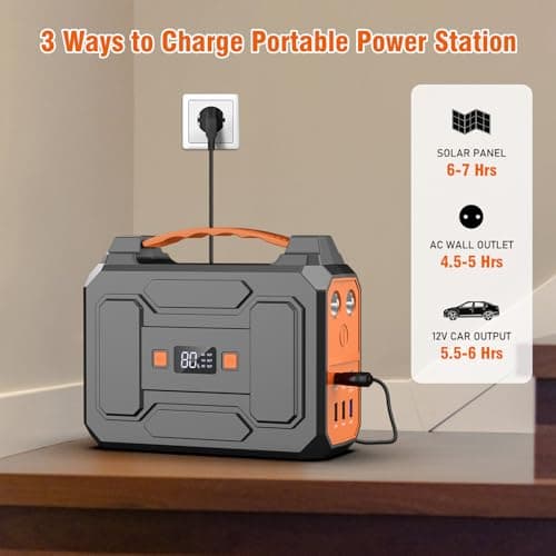 Powkey 100W Portable Power Station 97.68Wh/ 27000mAh,Outdoors,Orange — view 3