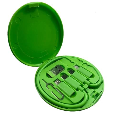 ZALUJMUS Multifunctional Data Cable Storage Box Adaptor for IOS Devices, USB-C and Micro-USB Devices Universal Data Transfer Cable (Green)