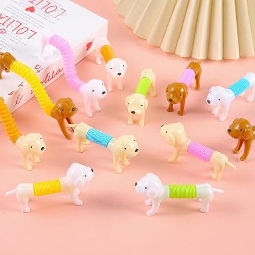 5Pcs Dog Pops Tube Sensory Toys, Telescopic Suction Fidget Toys for Autisms, Toddler Travel & Airplane Activities, Valentines Day Gifts for Kids Easter Basket Stuffers for Boy & Girl Random Color — view 4