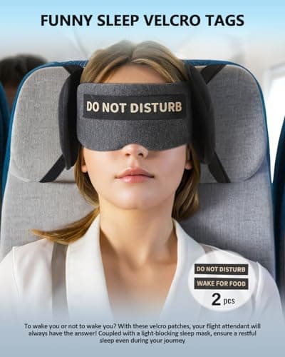 Travel Pillows for Airplanes, Plane Pillow with Eye Mask for Long Flights Sleeping, 360° Support Airplane Head Strap Compact Flight Essentials for Travel Sleep Neck Upright, Stop Head Bobbing (Grey) — view 2