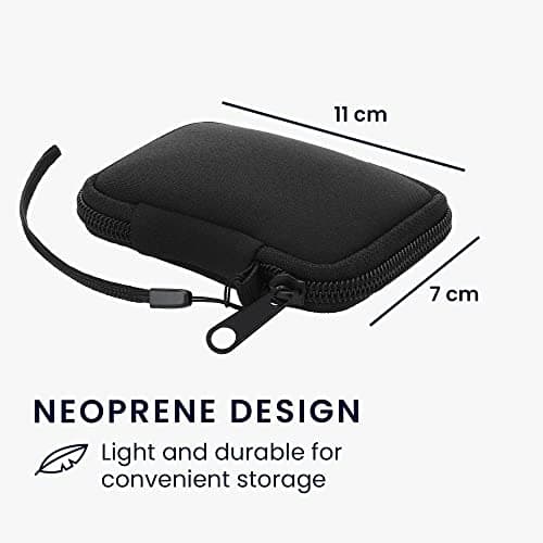 kwmobile Neopren Earphone Case for Earbuds - Small Hearing Aid case with inner mesh pouch - Zipper Storage Bag Pouch for Headphones Earbuds - Black — view 2