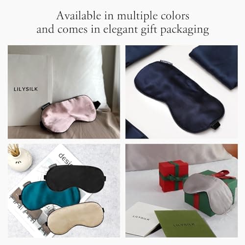 LILYSILK 100% Pure Silk Sleep Mask Blindfold Natural Silk Filled Eyecover Soft Skin-Friendly Sleeping Eye Mask with Adjustable Strap for Women and Men Taupe — view 6