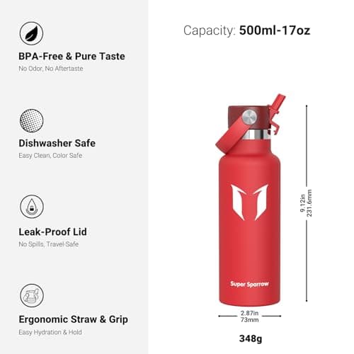 Sparrow Insulated Water Bottle Kids 500ml Metal Drinks Bottle with Straw — view 3