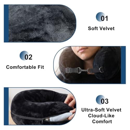 Peaflew Stuffable Neck Pillow for Travel, U-Shaped Pillow with Storage Bag, Neck Pillow Storage with Adjustable Strap, Travel Pillow with Soft Head Support for Airplane, Camping, Train, Hiking — view 4