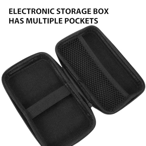 TOPPERFUN Organizer Compact Cable Storage Pouches Bags 2pcs Travel Multi-partition Electronic Eva Material Multiple Pockets and Elastic Bands, for Storing Batteries and Power Adapters Black — view 2