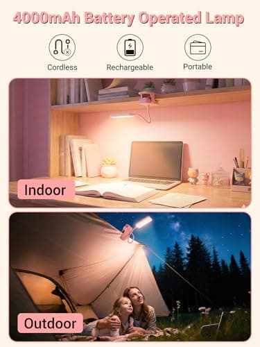 Pink Lamp,9 Brightness+5 Color Clip on Light,48 LED Desk Lamp Reading Light — view 4