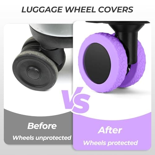 8 Pack Luggage Wheel Covers, Silicone Suitcase Wheel Protectors for Spinner Wheels, Quiet & Wear-Resistant Caster Sleeves, Reduce Noise & Prevent Scratches - Must-Have Travel Accessories, Purple — view 4