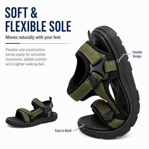 Hixingo Men's Sandals Size 8-10.5 UK Wide Fit Sandals for Men Summer Beach Slippers Lightweight Slip-on Adjustable Strap Non-Slip Sole for Walking, Pool, holiday (Blue,10.5) — view 4
