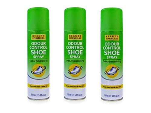 Beauty Formulas Odour Control Shoe Spray, 150ml Can. Antibacterial & Anti-fungal. (Pack of 3)