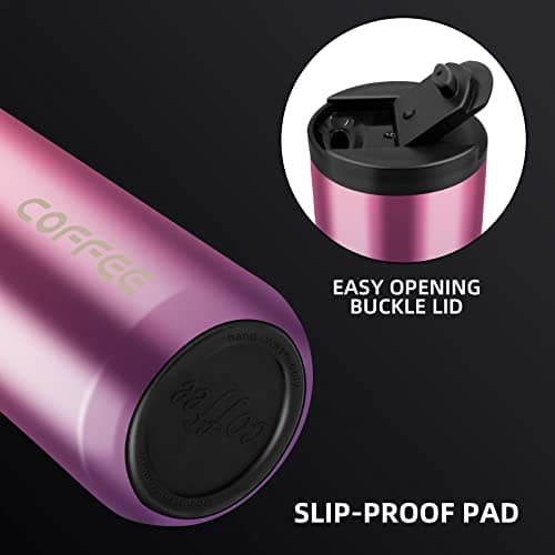 Travel Mug, Double Walled Coffee Cup 550ml Vacuum Insulation Stainless Steel with Leakproof Lid Eco-Friendly, for Hot and Cold Water Coffee and Tea — view 5