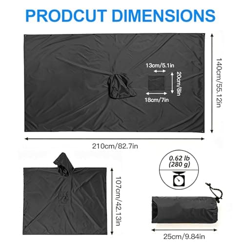 Waterproof Poncho Adult, Rain Poncho for Camping Fishing Hunting Festival — view 2