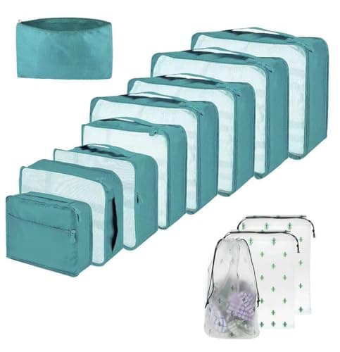 12 PCS Large Packing Cubes for Suitcases Various Sizes Suitcase Organiser Bags Lightweight Waterproof Luggage Organiser Bags (12, Sky Blue)
