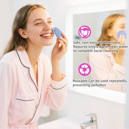LOPHE 6 Pieces Washable Double-Sided Circle Makeup Remover Pads with Bag, Soft Delicate Cleaning, Reusable Makeup Remover Pads for Daily Cleaning(6 Colors) — view 6