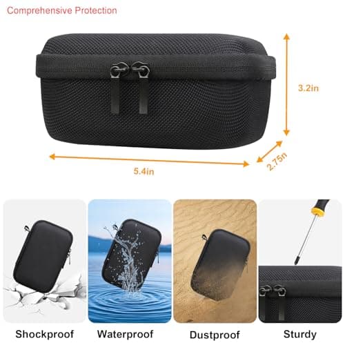 Elonbo Carrying Case for Kodak PIXPRO WPZ2 Rugged Waterproof Digital Camera, Shockproof WiFi 4K Video Digital Camera Storage Cover Bag, Mesh Pocket fits Battery Charger Memory Card. Black — view 3