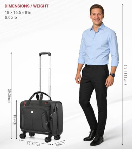 star cloud Rigid Frame Rolling Laptop Bag on Wheels, Rolling Briefcase with USB & Type-C Charging Port,Water Resistant Rolling Computer Bag for 17.3 Inch Laptop (18 × 16.5 × 8 inches) — view 3