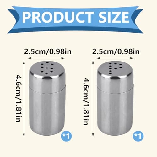 2 Pcs Salt and Pepper Shaker, Mini Stainless Steel Salt and Pepper Pots, Portable S and P Shaped Hole Salt and Pepper Set for Kitchen Travel Camping Restaurant Salt Pepper Spice Sugar(Silver) — view 6