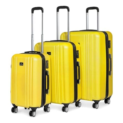 Dellonda Suitcase Set 3-Piece Lightweight Hard Shell Luggage with TSA Lock - 20", 24", 28" - Yellow