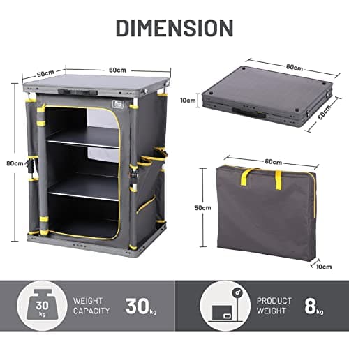 TIMBER RIDGE Compact Folding Kitchen Cabinet for Camping Garden Storage Compartments with Side Pockets — view 3