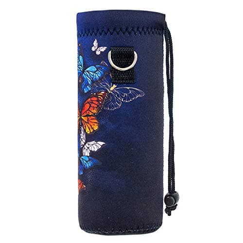 Hnycsir 500ML Neoprene Water Bottle Bag Carrier, Portable Insulated Sling Holder Case Pouch with Adjustable Shoulder Strap for Men Women Travel,Hiking,Walking,Outdoor Activities (Butterflies) — view 4