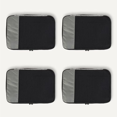 Amazon Essentials 4-Piece Packing Cubes Travel Accessories Set, Luggage Organiser with Double Zip, Mesh Top, 100% Polyester, Medium, Grey (Previously Amazon Basics) — view 5
