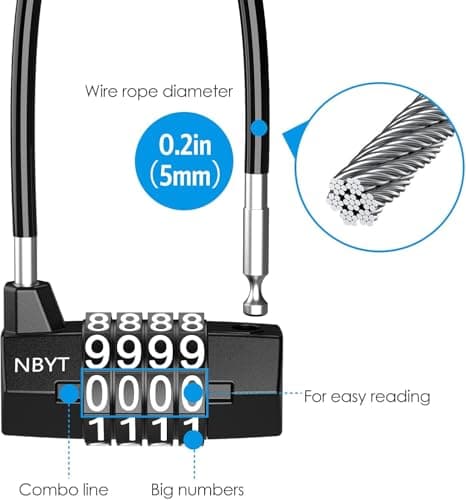 [Upgraded] Brifit Combination Padlocks, Long Safety Lock with 4 Digit Code, Cabinet Door Handle Padlock, Long Shackle Small Handheld Outdoor Waterproof Lock, Luggage Cable Locks for Travel Bag Bike — view 3