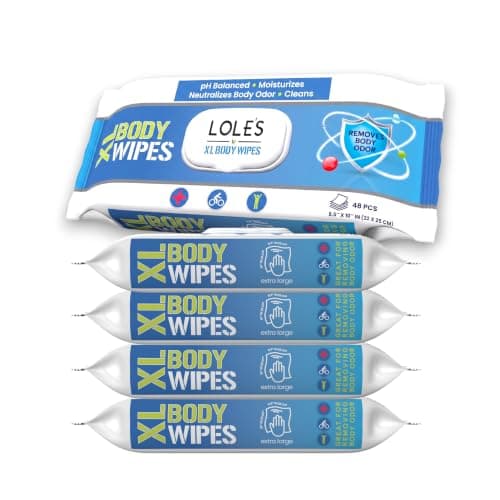 LOLE'S XL Body Wipes for Adults, No Shower Body Wash Wet Wipes, 4pk x 48