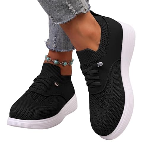 Cork Sandals Women - Women's Gradient Mesh Trainers Lightweight Breathable Lace Up Running Shoes, Soft Sole Casual Sports Walking Sneakers for Gym Travel — view 6