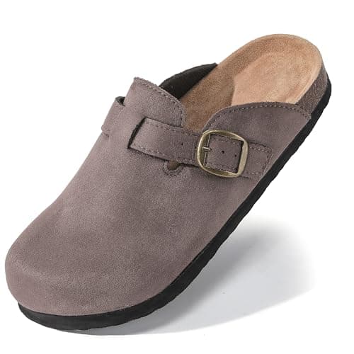 Polar Women’s Slip-On Clogs with Cork Footbed, Faux Suede Upper and Adjustable Strap, Comfortable Indoor Outdoor Casual Shoes - Mocha 7 UK — view 2