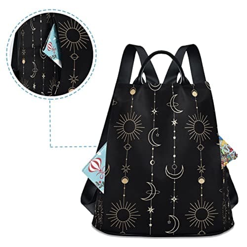 Mnsruu Sun Moon Stars Witch Anti-Theft Backpack for Women Fashion Purse Bag Travel Shoulder Bag Rucksack School Back Pack — view 4