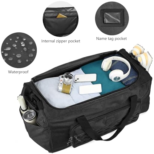 125L Extra Large Travel Duffle Bag for Men Women Heavy Duty Tactical Duffel Bag with Shoulder Strap Weekender Overnight Trip Big Sports Gym Equipment & Workout Bag for Military, Black — view 4