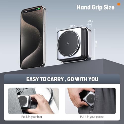 【2026 Upgraded】Magnetic Wireless Charger 3 in 1, Travel Foldable Wireless Charging Station with Night Light for Apple MagSafe Charger, Nightstand Fast 15W Charging Station (20W Adapter) — view 3