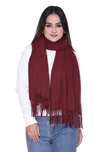 World of Shawls Luxurious Cashmere Feel Shawl Wrap for Women - Soft, Warm, Lightweight & Elegant, Perfect for Winter, Travel, Weddings or Gift (Burgundy) — view 3