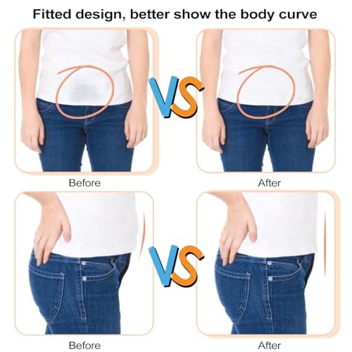 Cobee Women Invisible Belts, Women Stretch Belt Adjustable Elastic Belt with Flat Buckle No Show Waist Belts for Jeans Pants Dresses (Red) — view 5