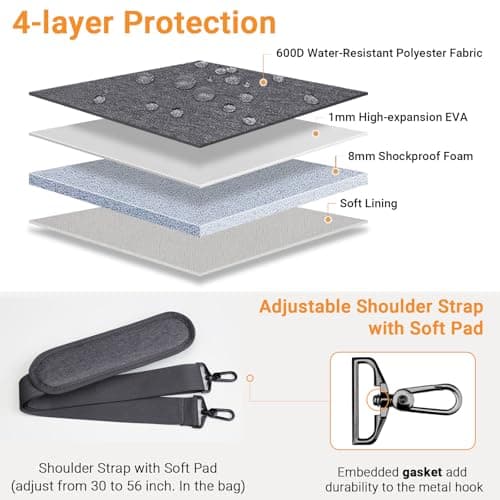 TECOOL 15.6 16 Inch Laptop Bag, 360 Protective Case Sleeve Messenger Bag — view 4