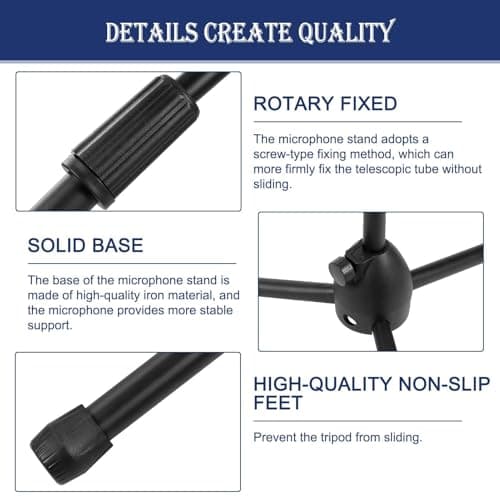 CROWNSHOP Microphone Stand 73-175cm with Telescopic Boom Adjustable — view 4