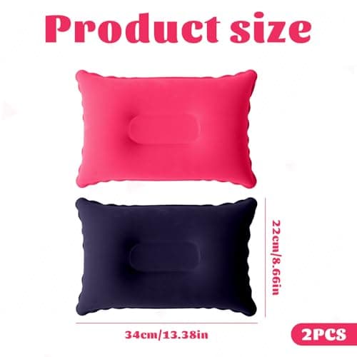 Grosion 2Pcs Blow up Pillow,Inflatable Pillow,Inflatable Pillows for Camping,Beach Pillow,Portable Ultra Light Air Camping Pillows for Outdoor Bolster Sunbed Beach (Purple/Pink) — view 2