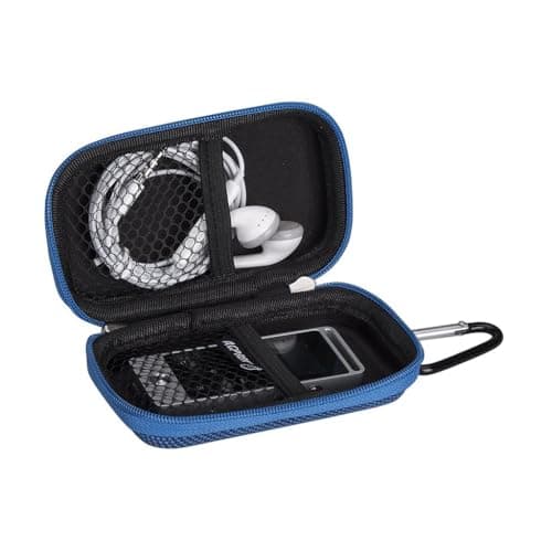 AGPTEK MP3 Player Case,Hard travel case for 1.8 inch MP3 Player ,earphones USB cable memory card U disk-Blue — view 5