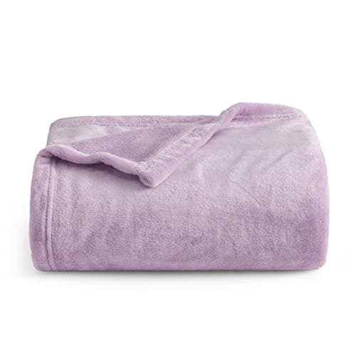 Bedsure Fleece Throw Blanket for Sofa - Flannel, Light Purple, 130x150 cm