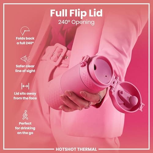 ION8 Insulated Travel Mug, Leak Proof, Triple Lock Secure, Spill-Free in Transit, Hygienic Cover, Easy-to-Clean, Perfect On-The-Go, Soft Base, Stainless Steel, Rose Pink — view 5