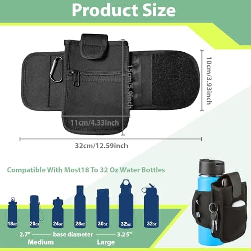 Tarqite Magnetic Water Bottle Sleeve Pouch, Water Bottle Carrier with Phone Compartments for Travel Work Sports, Gym Accessories Organizer for Travel Work Sports — view 2
