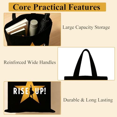 Xenovate Hamilton Canvas Tote Bag, Hamilton Merch Totebag for Musical Fans, Reusable Canvas Shoulder Bag for Shopping, School, Work, Travel and Daily Use — view 5